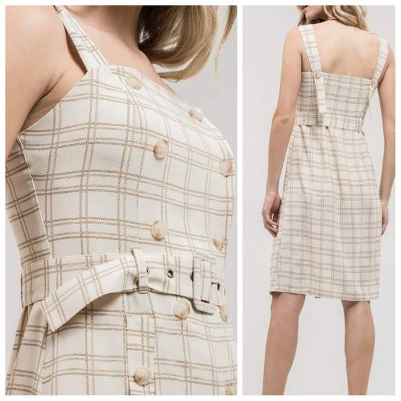 J.O.A Houndstooth Plaid Utility Trench Dress, M - Picture 5 of 5